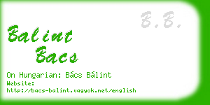 balint bacs business card