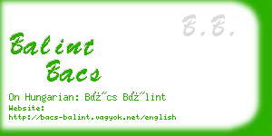 balint bacs business card